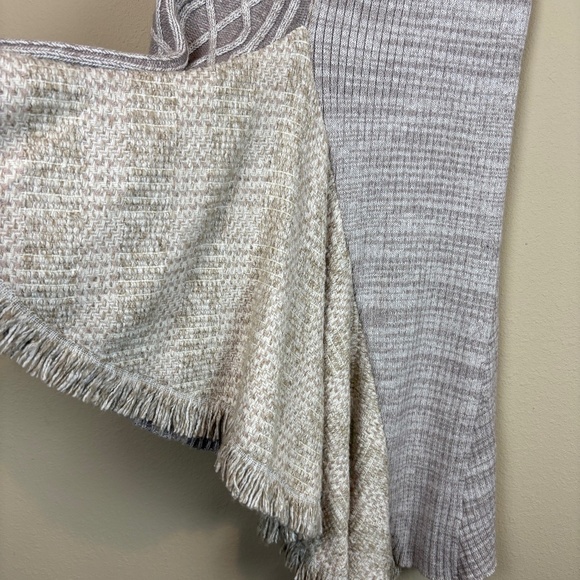 Sleeping On Snow Taupe/Beige/Cream Asymmetrical Knit Fringe Pull On Skirt - Picture 6 of 12